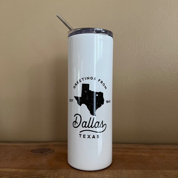 Greetings from Dallas Texas Insulated Tumbler with Metal Straw - Picture 1 of 4